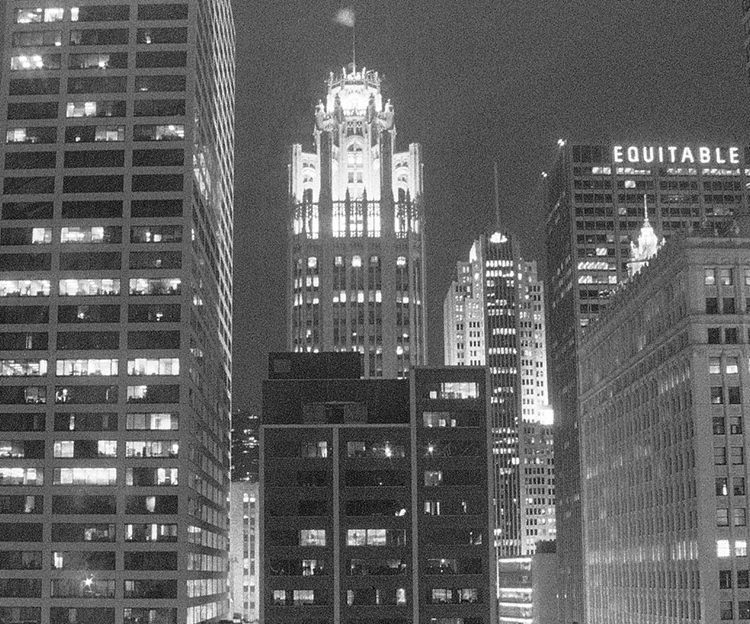 Chicago Architecture at Night, the Tribune Building